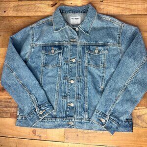 Old Navy Women's Large Denim 100% Cotton Jean Jacket - Classic Style Button Up